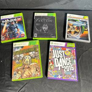 lot 262 image: Xbox 360 Game Lot 5 Titles Mass Effect 3 Skyrim Borderlands 2 Just Dance 2015