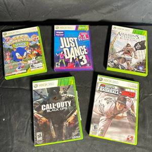 lot 263 image: Xbox 360 Game Lot of 5 Call of Duty Black Ops Just Dance 3 MLB 2K9