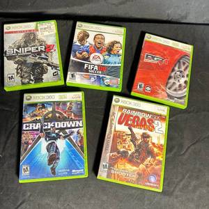 lot 271 image: Xbox 360 Game Lot of 5 Sniper 2, FIFA 08, PGR4, Crackdown, Rainbow Six Vegas 2