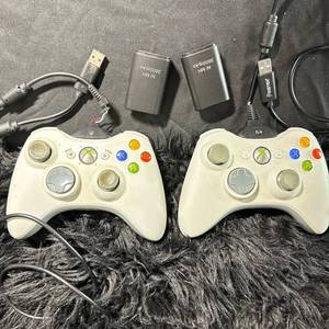 lot 280 image: Microsoft Xbox 360 Wireless Controller Lot of 2 with 2 Ni MH 3600mAh Packs