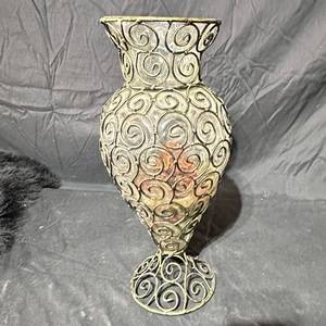 lot 303 image: Footed Scrollwork Decorative Vase Flared Rim