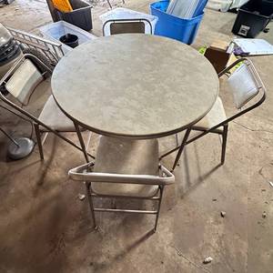 lot 311 image: Samsonite Round Folding Table with 4 Folding Chairs Set
