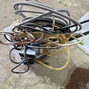 lot 342 image: Lot of Assorted Electrical Cords, Power Strips and Flexible Metal Conduit Cable