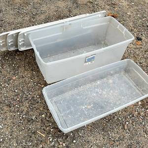 lot 350 image: Lot of 3 tubs & 3 lids - plz read desc - Sterilite 90 Qt Storage Container 1865 and 41 Qt Storage Container 1860 Lot