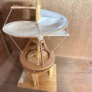 lot 360 image: 14in tall Leonardo da Vinci Aerial Screw Model with Mast and Canopy