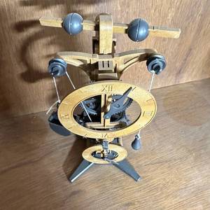 lot 361 image: Tabletop Mechanical Clock Model with Roman Numeral Dial
