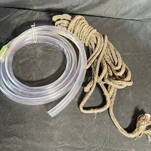 lot 404 image: $1 Start - Coil of Clear Flexible Tubing and Braided Rope Lot