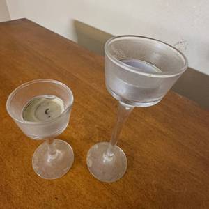 lot 414 image: $1 Start - Tealight Candle Holders Set of 2 Stemmed Cups