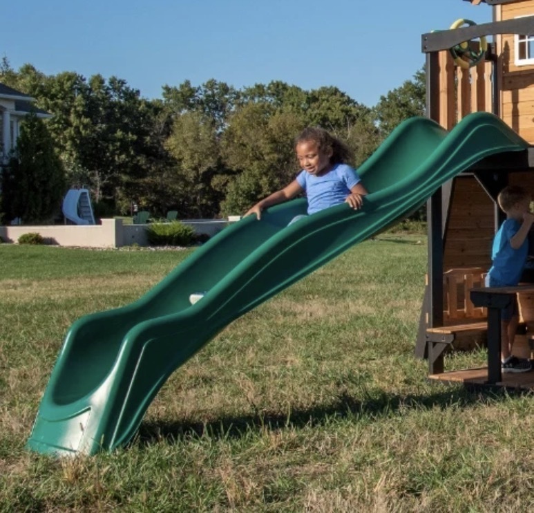 lot 33 image: Backyard Discovery Wave Slide - 10 foot Green - One Piece - Attach to playset, Deck, Treehouse Etc