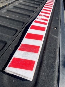 lot 16 image: Pack of 8 Peel & Stick Red & White Caution Tape -  Great for Trailers Etc 36 x 3
