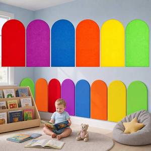 lot 4 image: Jetec 6 Pcs Felt Wall Padding for Kids ��Rainbow 3D Wall Panel Peel - Retail $17