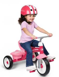 lot 8 image: Appears Pre Owned Radio Flyer Pink Rider Trike, for Ages 2.5-5, Toddler Tricycle - Retail $63