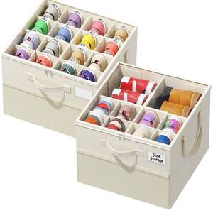 lot 20 image: Plus Size 2 Pack Shoe Organizer for Closet, Foldable Shoe Storage Box - Retail $39