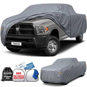 lot 21 image: Tozaroa Truck Cover Waterproof All-Weather,Outdoor Full Exterior Pickup Covers(Length 243-250 inch) with Windshield Sun Shade Universal Fit Ford F-Series, Tundra, RAM 1500 etc,Size T6 (See SizeChart) - Retail $68
