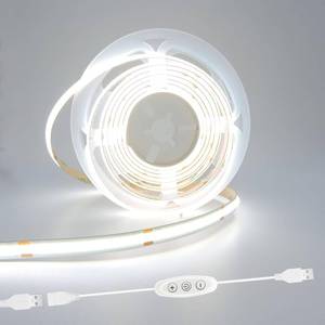 lot 46 image: GXILEE 5V COB LED Strip Lights USB Powered Dimmable 6500K White CRI93 6 ft Dotless LED Tape Light with Dimmer, Flexible Cuttable COB Strips for Sewing Machine 3D Printer Desk TV DIY Cabinet Lighting - Retail $10