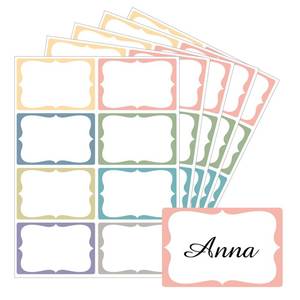 lot 104 image: Starboling Name Tag Stickers, 200 Pcs 3x2 Multicolor Plain Labels With Colorful Border for Office, Meeting, School and Home - Retail $7