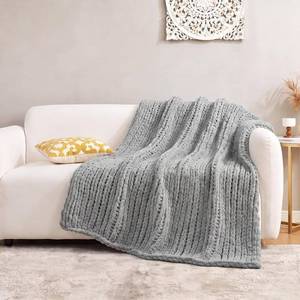 lot 115 image: Am�lie Home Chenille Chunky Knit Throw Blanket 40x50, Light Grey - Retail $40