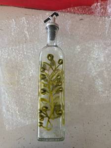 lot 150 image: Grant Howard Vines Hand Painted Glass Oil and Vinegar Cruet, 16 oz, Multicolor - Retail $18