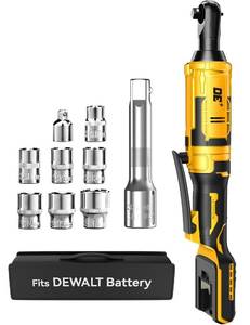 lot 181 image: APEXPOWER 38 Inch Cordless Ratchet Wrench for DEWALT 20V Battery, 88Ft-Lbs, 0-400RPM, Electric Wrench Ratchet wVariable Speed Trigger, Reinforced Head, R&F Switch, 7 Sockets,38 to 14 Adapter - Retail $73