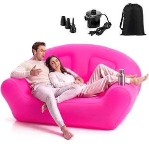 lot 2990 image: Novabright Inflatable Couch, Flocked Surface, Twin Size, Large, Hot Pink - Retail $60