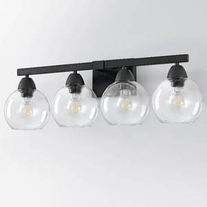 lot 2121 image: Bathroom Light Fixtures, 4-Light Black Vanity Light with Hand-Blown Globe Glass Shades, Bathroom Lights Over Mirror, Wall Sconces for Mirror, Kitchen, Bedroom