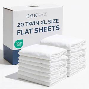 lot 2124 image: Bulk Case Pack of 20 Flat Sheets - Twin XL Size Top Flat Sheets - White