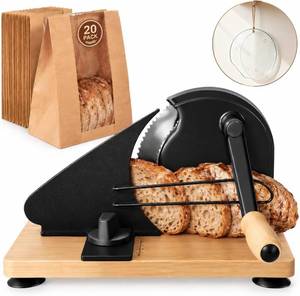 lot 2139 image: Manual Bread Cutter, Adjustable Thickness, Serrated Blade, 20 Bags
