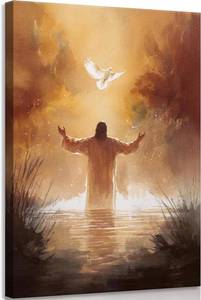 lot 2147 image: MIVASIJO Jesus and Dove Inspiring Wall Art Christian Jesus Art Bible Stories Wall Decor Watercolor Religious Painting Pictures for Church Living Room Bedroom Home Decoration