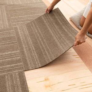 lot 2148 image: $155 Mohawk Home 24 x 24 IndoorOutdoor 0.25 Pile Height, Peel and Stick Carpet Tile, Brown Polyester, (15 Tiles) (60 sqftBox)