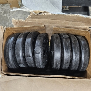 lot 2154 image: Lot of 8 PE Coated Fitness Counterweight Plate, 1 Hole, Black