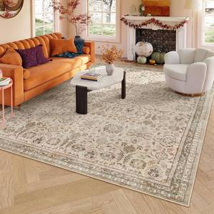 lot 2160 image: Lahome Boho Beige Rugs for Living Room, 5x7 Vintage Soft Bedroom Area Rug