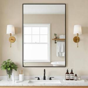 lot 2173 image: FICTOR Bathroom Vanity Mirror for Over Sink, 24 x 36, Black
