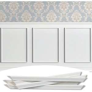 lot 2187 image: 3-Frame 20 x 30 Premade Accent Wall Molding Kit, Ready-to-Assemble Wainscoting Panels, Pre-Cut Chair Rail Moulding Trim Picture Frame for Home D cor