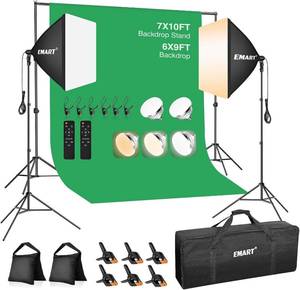 lot 2192 image: $113 EMART 7 x 10 FT Photography Lighting Kit with 85W LED Bulbs for Portrait