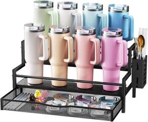 lot 3204 image: Water Bottle Organizer for Full 40 oz Stanley with Handle, Black