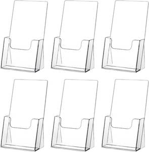 lot 3207 image: zavekia Acrylic Brochure Holder,6 packs Thicker Countertop Literature Holder Plastic Flyer Display Stand for Magazine (6 packs)