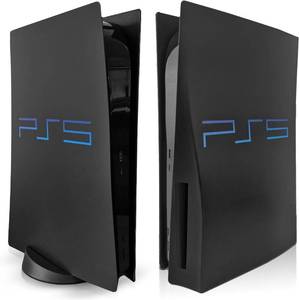 lot 3212 image: Cover Plates and Faceplate for PS5 Disc Edition Original Model   Retro Black Replacement Side Panels, Custom Console Faceplates
