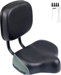 lot 3269 image: WEEROCK Bike Saddle Bicycle Seats Oversized Comfortable with Backrest Replacement Soft Back Rest PU Cushion for Bicycle Mountain Bike MTB Tricycle Commuter Bike