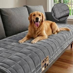 lot 3270 image: Lot of 2 GORILLA GRIP Slip and Leak Resistant Plush Oversized Sofa Cover, Gray