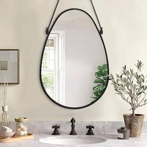 lot 3280 image: Irregular Oval Teardrop Wall Mirror,Black, 18x13 Inches