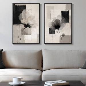 lot 3286 image: Framed Neutral Abstract Floral Wall Art Decor for Bedroom Set of 2, 16x24