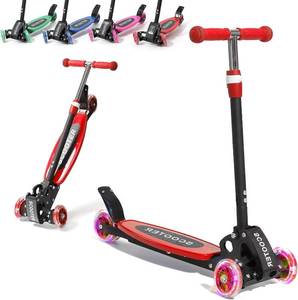 lot 3302 image: 3 Wheel Scooters for Kids 2-5 5-7 Years, 4 Adjustable Heights Foldable Metal Toddler Scooter for Boys Girls Up to 120 lbs, Lean-to-Steer, Dual Rear Brake Widen Anti-Slip Deck