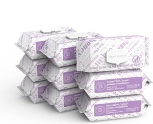 lot 3318 image: Amazon Elements Baby Wipes, Sensitive, Unscented, 90 Count (Pack of 9), White
