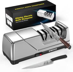 lot 3364 image: Knife Sharpener Electric, 3-Stage Professional Kitchen Sharpener with 100% Diamond Abrasive, 15  Precision Angle, Magnetic Dust Box, Fast Sharpening & Repair for Chef Knife, Paring Knife