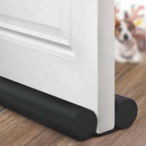 lot 3381 image: Holikme Door Draft Stopper Weather Stripping Adjustable Door Sweeps, Black