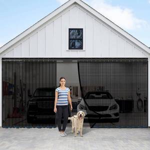 lot 3395 image: Sliding Garage Door Screen 16x7FT for 2 Car Garage Doors, Fiberglass 4250g9.4 lb Durable Heavy Duty Mesh, Retractable Garage Door Screen for Patio, Outdoor (Black, 16  7FT)