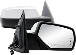 lot 3402 image: $146 Passenger Right Side Door Mirror Power and Heated Glass with Turn Signal Arrow with Menory and Chrome Back Cover Power Folding for 2014-2019 Chevrolet Silverado GMC Sierra 1500 2500 3500