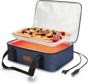 lot 3425 image: Electric Food Warmer Fit 9x13Casserole Carrier-12V24V Car&110V Home Navy