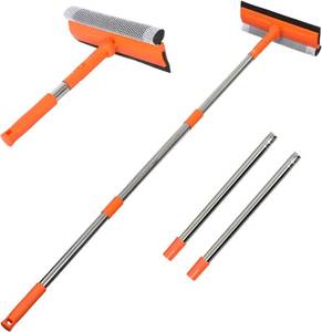 lot 3432 image: Professional Window Squeegee,2 in 1 Squeegee Window Cleaner with Long Stainless Steel Handle,Sponge Car Window Squeegee for Gas Station, Glass,Shower (Sponge Style)