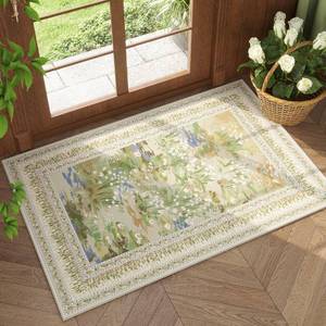 lot 3437 image: Rugcomf Small Rug 2x3 Door Mat Washable Vintage Impressionist-Style, Beige